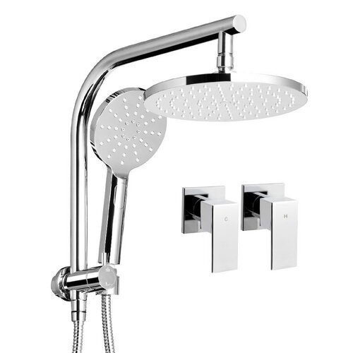 Cefito 9'' Rain Shower Head Set Handheld Round High Pressure Twins Tap Chome - Main Image