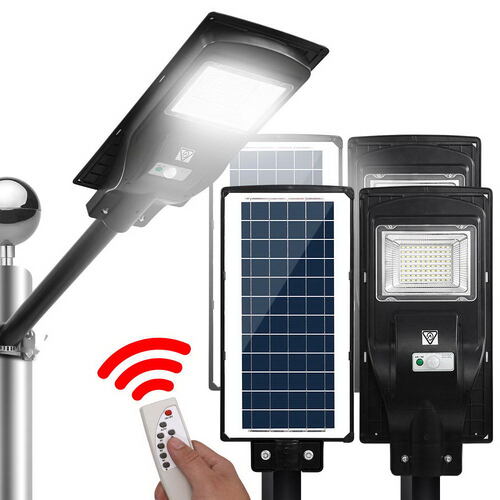 Leier 80 LED Solar Street Light 90W Flood Motion Sensor Remote Outdoor Wall Lamp x2 - Main Image