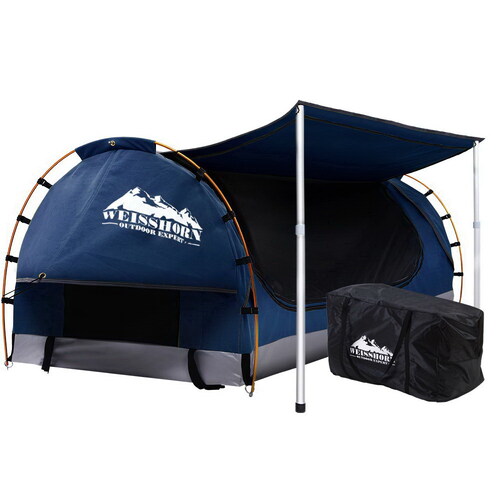 Weisshorn Double Swag Camping Swags Canvas Free Standing Dome Tent Dark Blue - Main Image