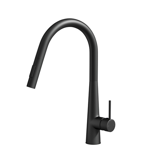 Kitchen Mixer Tap Pull Out Round 2 Mode Sink Basin Faucet Swivel WELS Black - Main Image