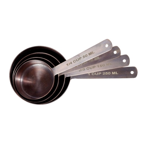 Vintage Elegance: Antique Copper Stainless Steel Measuring Cup Set - Main Image