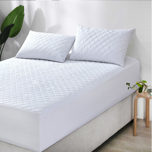 Elan Linen 100% Cotton Quilted Fully Fitted 50cm Deep Double Size Waterproof Mattress Protector - Main Image