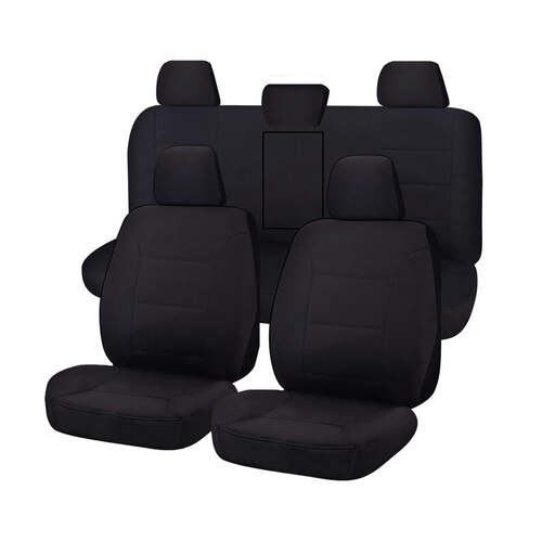 Seat Covers for TOYOTA HILUX 08/2015 - ON DUAL CAB UTILITY FR 40/60 SPLIT BASE WITH A/REST BLACK ALL TERRAIN - Main Image