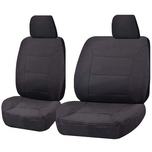 Seat Covers for TOYOTA LANDCRUISER 60.70.80 SERIES HZJ-HDJ-FZJ 1981 - 2010 TROOP CARRIER 4X4 SINGLE CAB CHASSIS FRONT BUCKET + _ BENCH CHARCOAL ALL TE - Main Image