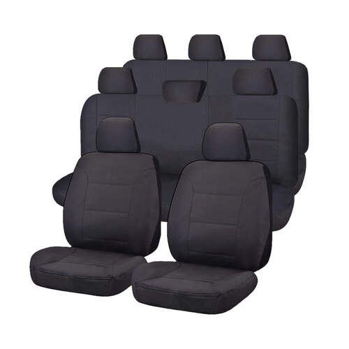 Seat Covers for TOYOTA LANDCRUISER 200 SERIES GXL - 60TH ANNIVERSARY VDJ200R-UZJ200R-URJ202R 11/2008 - ON 4X4 SUV/WAGON 8 SEATERS FMR CHARCOAL ALL TER - Main Image