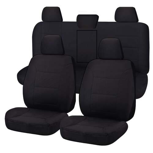 Seat Covers for TOYOTA HILUX 08/2015 - ON DUAL CAB UTILITY FR 40/60 SPLIT BASE WITH A/REST BLACK CHALLENGER - Main Image