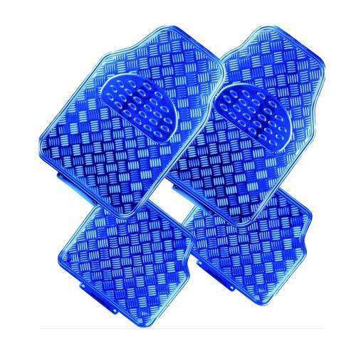 VENOM 4-Piece Car Mat - BLUE [Rubber/Aluminium Look] - Main Image