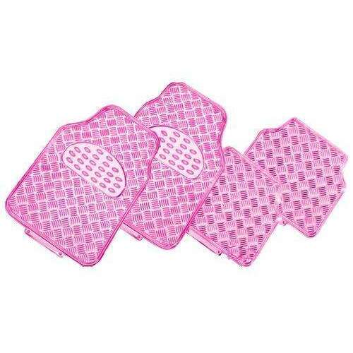 VENOM 4-Piece Car Mat - PINK [Rubber/Aluminium Look] - Main Image
