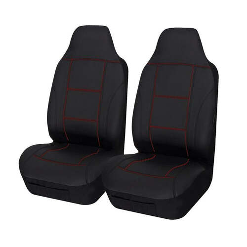 Universal Lavish Front Seat Covers Size 60/25 | Black/Red Stitching - Main Image
