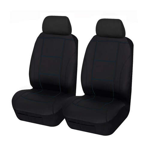 Universal Lavish Front Seat Covers Size 30/35 | Black/Blue Stitching - Main Image