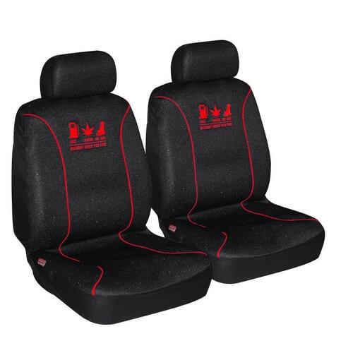 Universal 60/25 Airbag Front Seat Cover Nobody Rides For Free - Red - Main Image