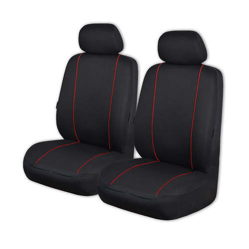 Universal Pinnacle Front Seat Covers Size 30/35 | Black/Red Piping - Main Image