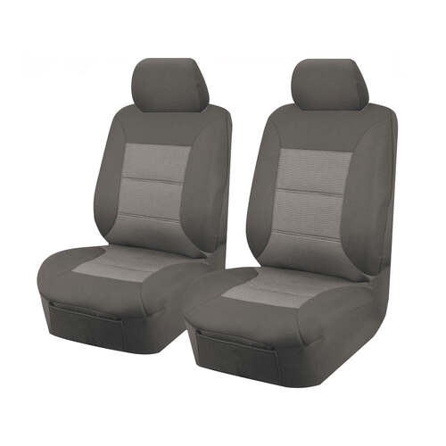 Seat Covers for MITSUBISHI TRITON MQ SERIES 01/2015 - ON DUAL / CLUB CAB UTILITY FRONT 2X BUCKETS GREY PREMIUM - Main Image