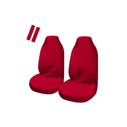 Universal Pulse Throwover Front Seat Covers - Bonus Seat Belt Buddies | Red - Main Image