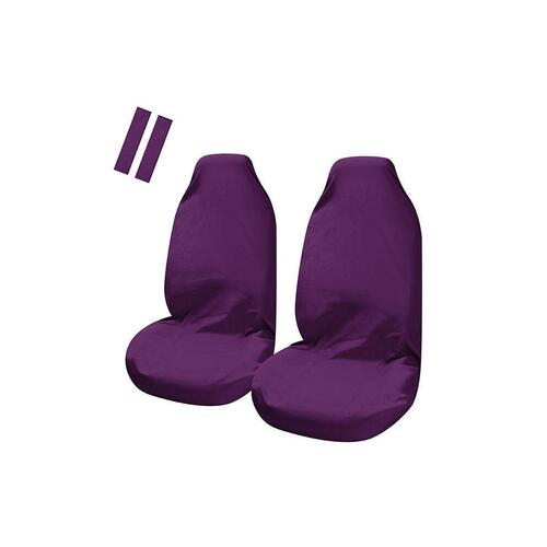 Universal Pulse Throwover Front Seat Covers - Bonus Seat Belt Buddies | Purple - Main Image