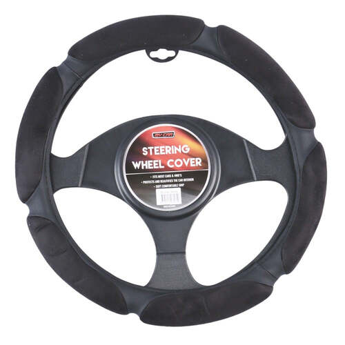 Arizona Steering Wheel Cover With Plush Suede Grips - Black - Main Image