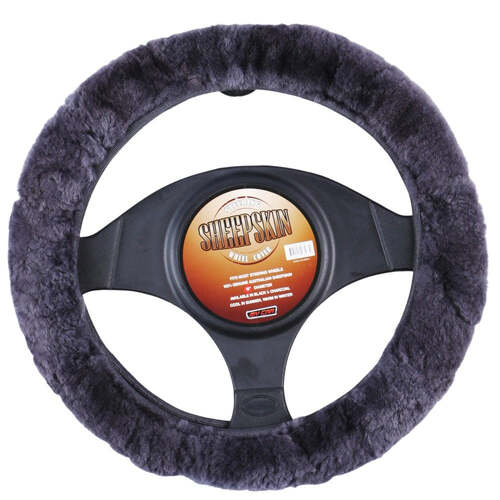 Sheepskin Steering Wheel Cover - Charcoal - Main Image