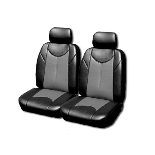 Leather Look Car Seat Covers For Nissan Frontier D22 Dual Cab 1997-2020 | Grey - Main Image