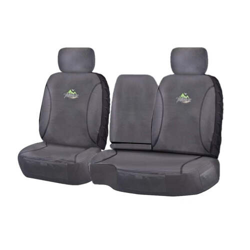 Seat Covers for TOYOTA LANDCRUISER 100 SERIES 1998 - 2015 STANDARD HZJ-FZJ105R FRONT BUCKET + _ BENCH WITH FOLD DOWN ARMREST/CUP HOLDER CHARCOAL TRAIL - Main Image