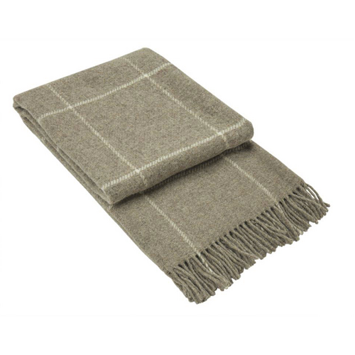 Brighton Throw - 100% NZ Wool - Beige Striped - Main Image