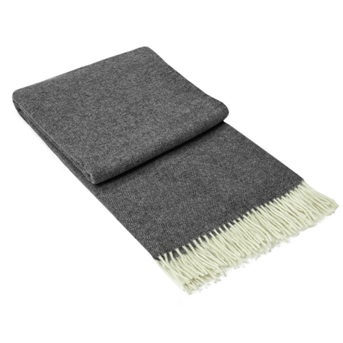 Hampton Throw - Merino Wool Blend - Dark Grey - Main Image
