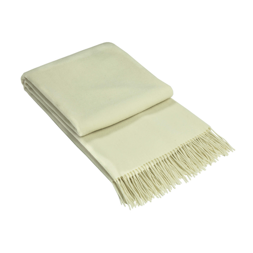 Kensington Throw - 10% Cashmere/ 90% Super Fine Merino Wool - Ivory - Main Image