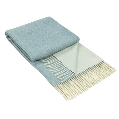 Kensington Throw - 10% Cashmere/ 90% Super Fine Merino Wool - Light Blue - Main Image