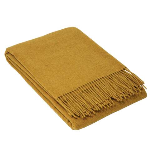 Oxford Throw - Merino Wool Blend - Mustard - Main Image