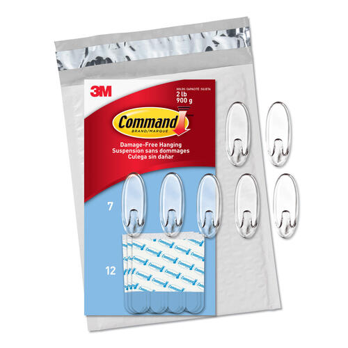 Command Medium Clear Oval Value Pack, 7 Hooks and 12 Strips, CL091-7NA - Main Image