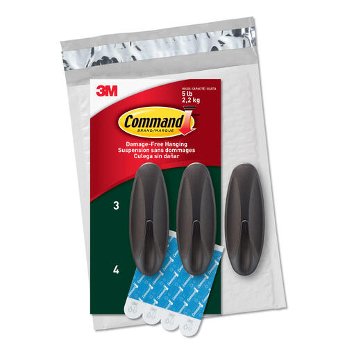 Command Outdoor Metallic Bronze Value Pack, 3 Hooks and 4 Strips, AW083BZ-3NA - Main Image