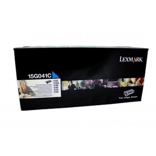 LEXMARK 15G041C CYAN PREBATE TONER YIELD 6000 PAGES FOR C752 760 762 - Main Image