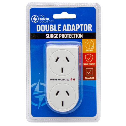THE BRUTE POWER CO. Double Adaptor - Vertical + Surge Protection - Main Image
