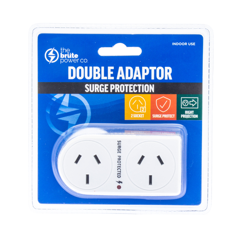 THE BRUTE POWER CO. Double Adaptor - Flat Right + Surge Protection - Main Image