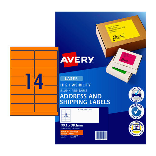AVERY Laser Label Orange L7163FO Pack of 25 - Main Image
