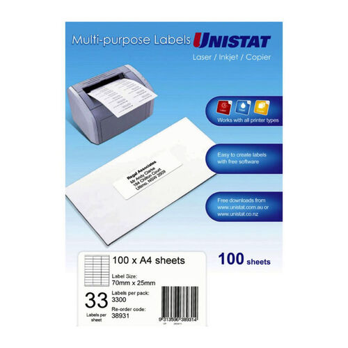 AVERY LIP Label 33Up 70X25mm Bx100 - Main Image