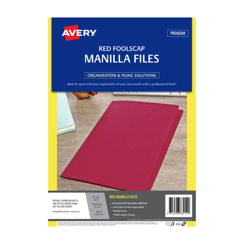 AVERY Manilla Folder Red FC Pack of 20 - Main Image