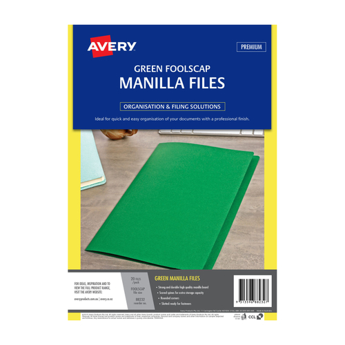 AVERY Manilla Folder Grn FC Pack of 20 - Main Image