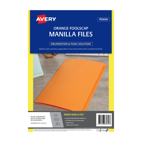 AVERY Manilla Folder Orng FC Pack of 20 - Main Image