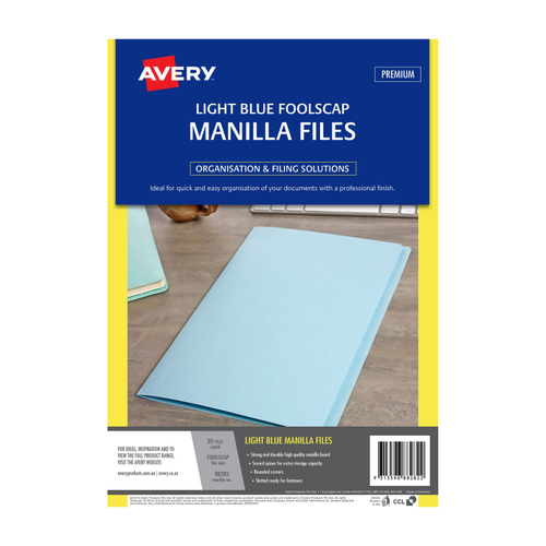 AVERY Manilla Folder LBlue FC Pack of 20 - Main Image