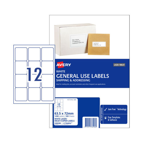 AVERY Gen Label L7164GU 12Up Pack of 100 - Main Image