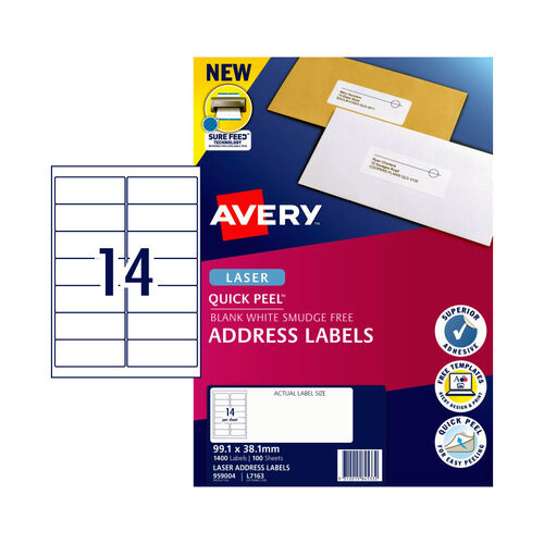 AVERY Laser Label QP L7163 14Up Pack of 100 - Main Image