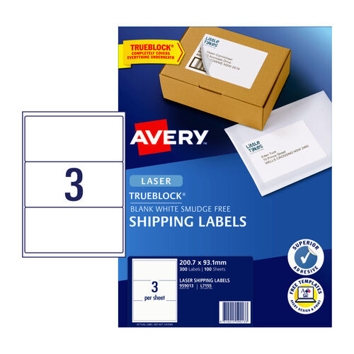 AVERY Laser Label L7155 3Up Pack of 100 - Main Image