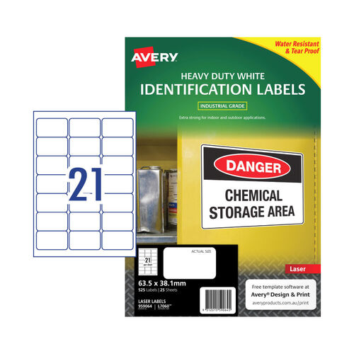 AVERY Laser Label L7060 21Up Pack of 25 - Main Image