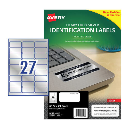 AVERY Laser Label L6011 27Up Pack of t20 - Main Image