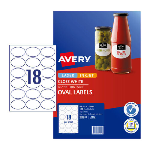 AVERY Label Oval L7102 18Up Pack of 10 - Main Image