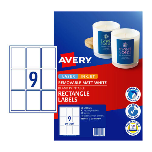 AVERY Label Rct L7108REV 9Up Pack of 10 - Main Image