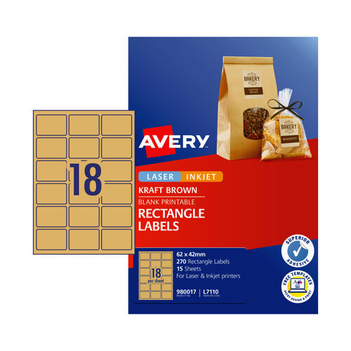 AVERY Label Rect Brn L7110 Pack of 270 - Main Image