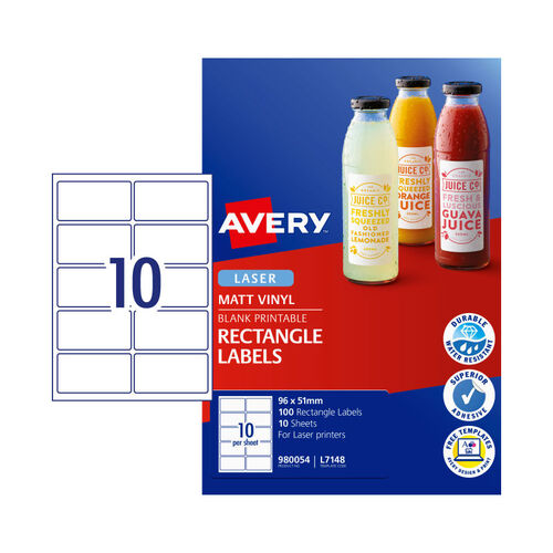 AVERY LaserLabel Rct L7148 10Up Pack of 100 - Main Image