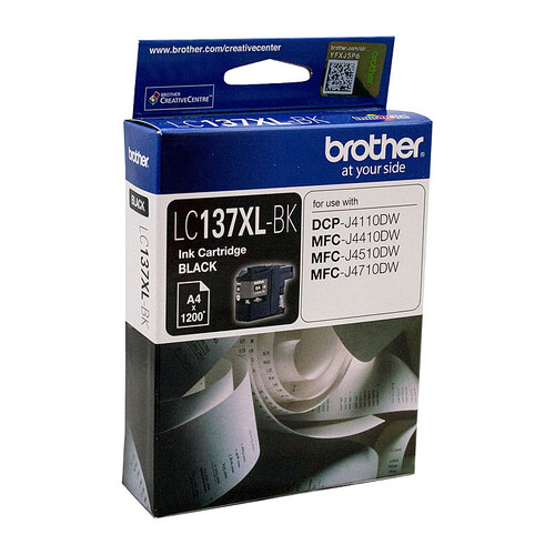 Brother LC-137XLBK Black Ink Cartridge - DCP-J4110DW/MFC-J4410DW/J4510DW/J4710DW - up to 1200 pages - Main Image