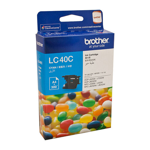 Brother LC-40C Cyan Ink Cartridge - to suit DCP-J525W/J725DW/J925DW, MFC-J430W/J432W/J625DW/J825DW- up to 300 pages - Main Image
